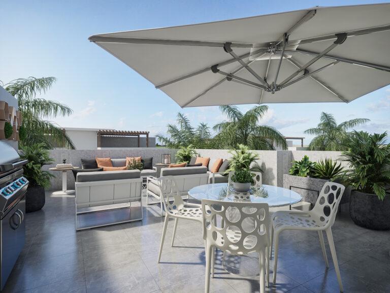 Terraza del apartamento Tipo D del Residencial Palmas de Santo Domingo Norte