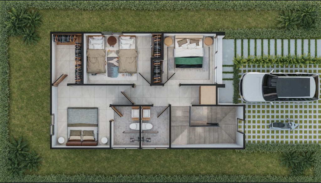 Casa Tipo A plano 2do. piso del proyecto Senderos del Arroyo Santo Donmingo Norte