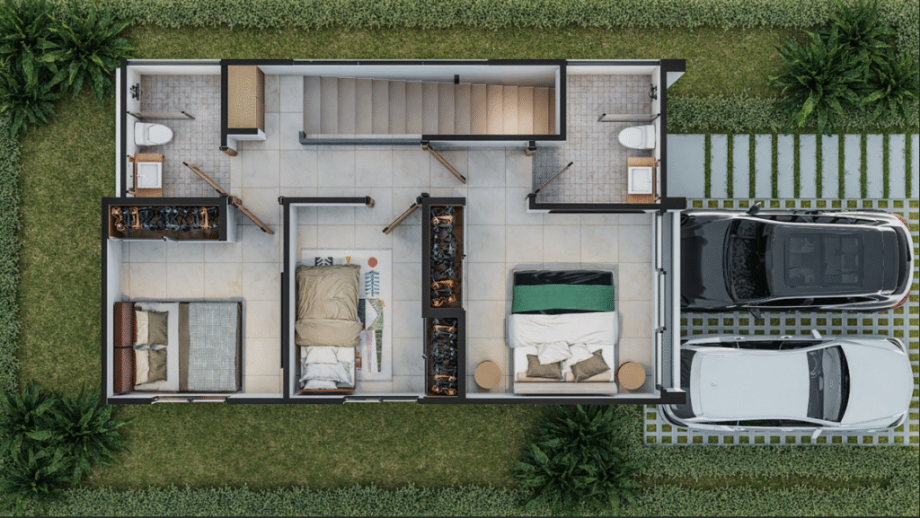 Casa Tipo B plano 2do. piso del proyecto Senderos del Arroyo Santo Domingo