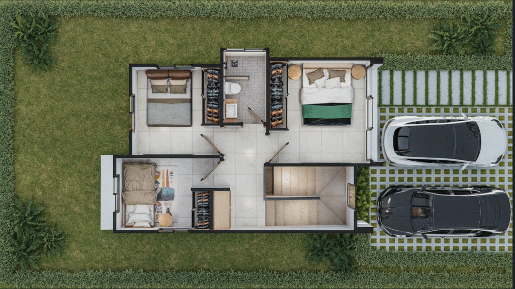 Casa Tipo C plano 2do. piso del proyecto Senderos del Arroyo Santo Domingo