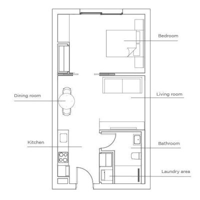 Plano de apartamento tipo B Jardines de Bellas Artes